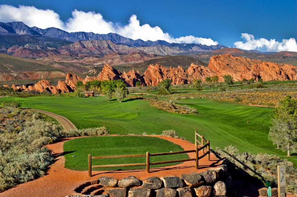 Beautiful Garden of the Gods golf course with Sky Mountain Golf Course in the background.